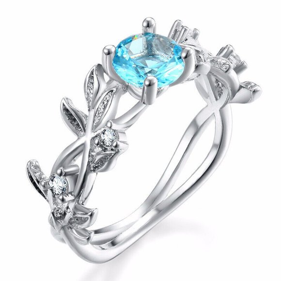 Jewelry - New 925 Silver Round Cut Aquamarine Ring